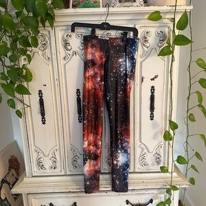 Blackmilk Size Small Red Galaxy Nova Galactic Outer Space Star Leggings